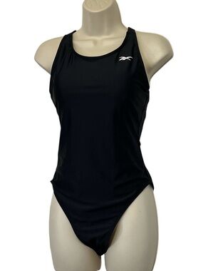 Reebok Women's High-Neck Athletic One-Piece Swimsuit Moderate Cov, Black,  Med